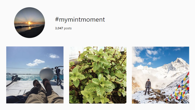 screenshot of Instagram hashtag archives for mymintmoment