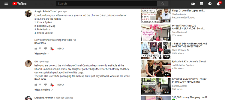 Screenshot of comments from a video by Sonal Maherali on YouTube.