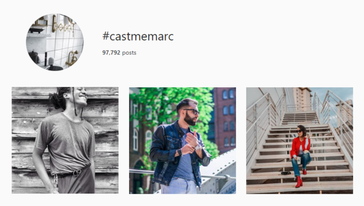 screenshot of Instagram hashtag archives for #castmemarc