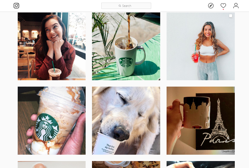 A screenshot of the posts on Starbucks's Instagram handle.