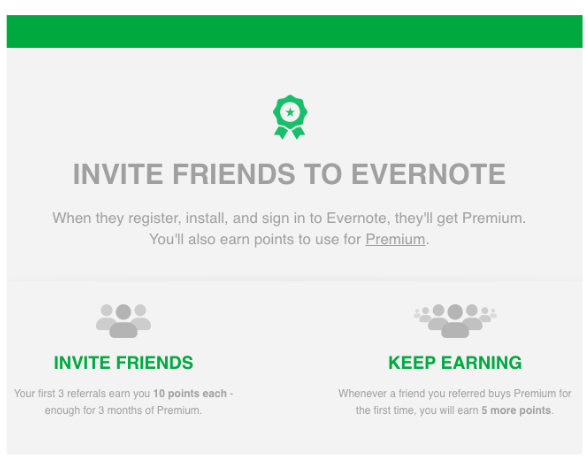 Screenshot of EverNote Referral Screen.