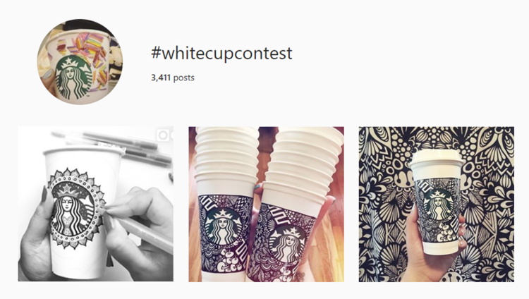 screenshot of Instagram hashtag archives for #whitecupcontest