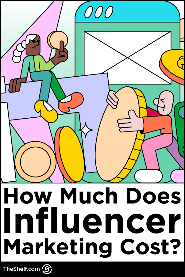 Two characters interact with coins as a representation of how much influencer marketing costs.