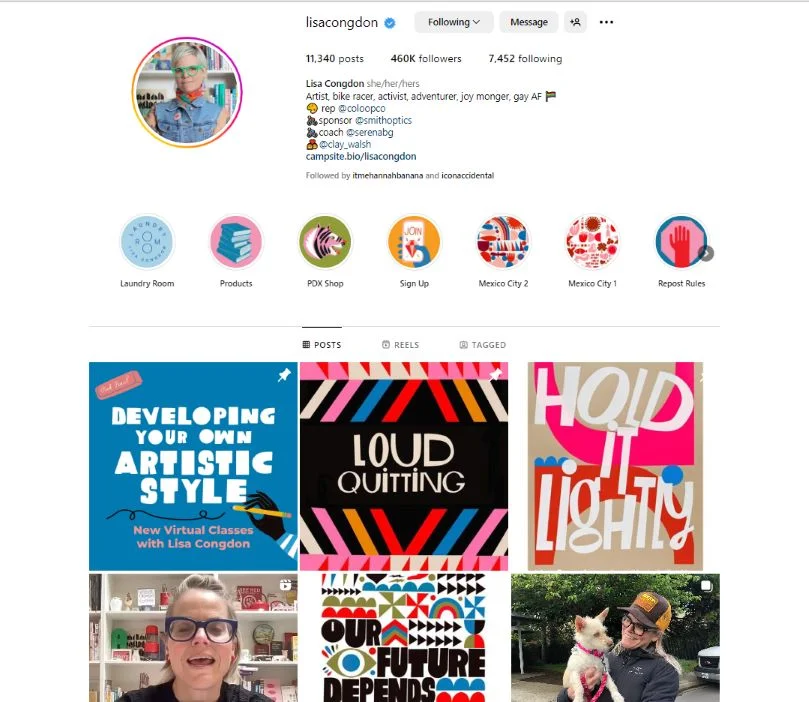 Lisa Congdon artist and Instagram macro influencer over 50